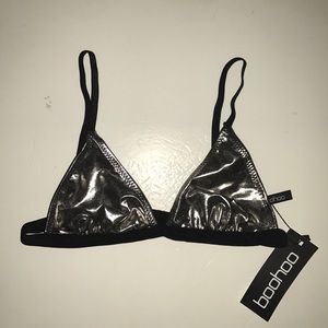 Boohoo Metallic Bralette Top
